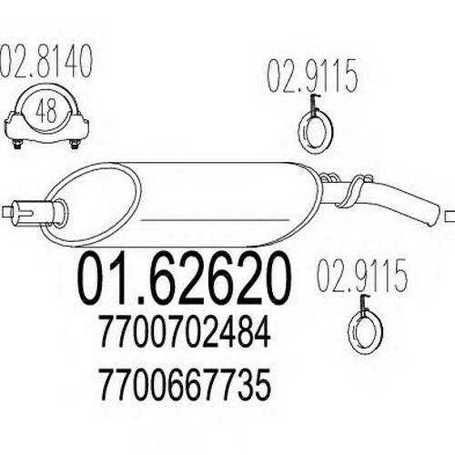 MARMITTA POSTERIORE PER RENAULT 18 Variable 2.1 Diesel SW KW 49 11/80> 60.86.07 - Imagen 1 de 1