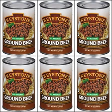 6 Canned Ground Beef 🇺🇸 USA Made Keystone Meat 14 Oz Exp 2030 Emergency Food
