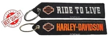 Harley Davidson Embroidered Keychain Patch Double-Sided Black Orange Key Tag