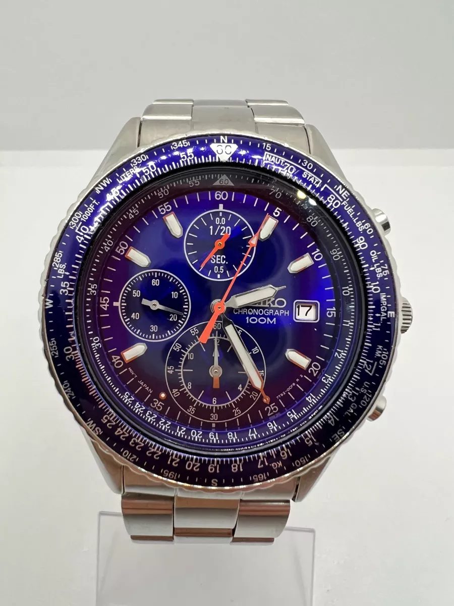 Seiko Flightmaster Pilot 7T92-0CF0 Quartz Chronograph Blue Dial | eBay