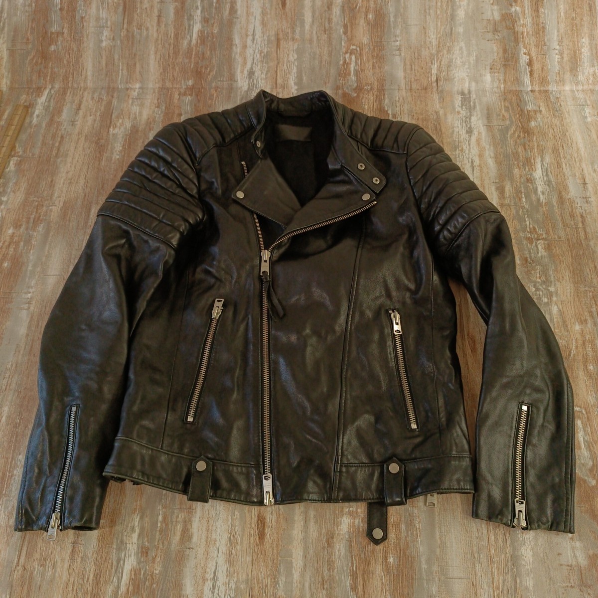 All Saints Leather Biker Jacket Size M Mens zip sheep