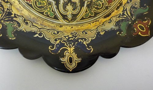 Mid-19th C. Jennens & Bettridge Papier Mache Black Lacquer Plate/Tray - Picture 8 of 10