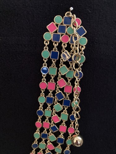 Kate Spade Necklace Multi-Strand Cubetti Enamel Green Blue Pink Gold Plated - Picture 4 of 7