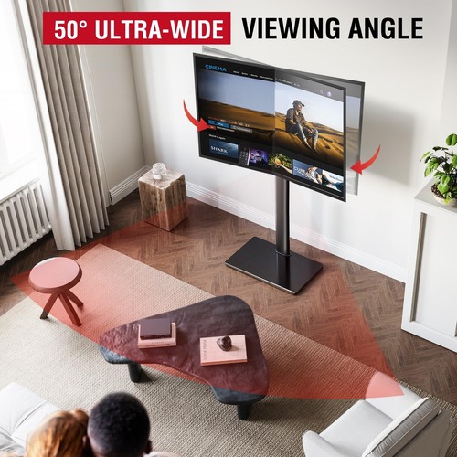 Floor TV Stand with Swivel Mount for Most 43 to 85 Inch TVs up to 110 lb, 8 L... - Picture 2 of 9