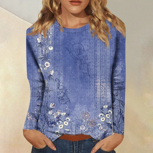 Ladies Casual Loose Long Sleeve Tee T Shirts Womens Boho Tops Blouse Size S-5XL - Foto 45 di 47