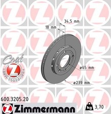 2x ZIMMERMANN Bremsscheibe COAT Z 600.3205.20 für VW POLO LUPO SEAT AROSA 1LM 3