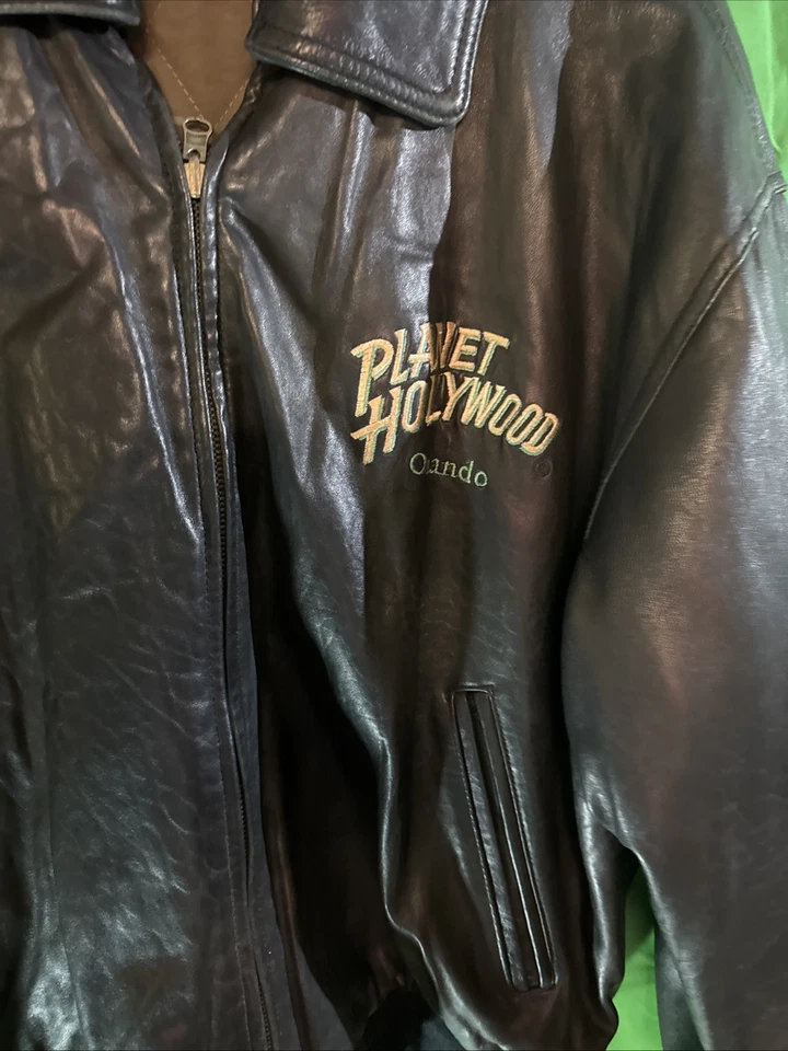 Chaqueta de cuero vintage Planet Hollywood Orlando grande reversible Foto 2 de 4