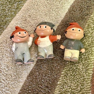 1960 s Mainzelmannchen Germany Goebel Rubber Toy Lot Of 3 ZDF TV