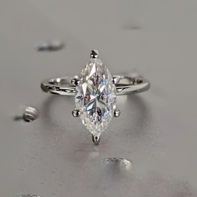 2.00 Ct Marquise Cut White Diamond Solitaire Ring in 925 Silver Gift Pick
