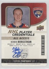 2018-19 MVP NHL Player Credentials Access Entry Level Henrik Borgstrom Auto lt5