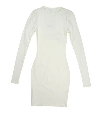 Meshki Vivienne Ribbed Long Sleeve Mini Dress in White
