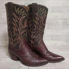 Men's Michel Artisan Western Brown Sharkskin Leather Exotic Cowboy Boots Size 7