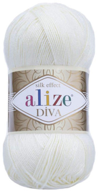 Alize Diva Yarn 100g 300m White Acrylic for Knitting and Crochet Projects