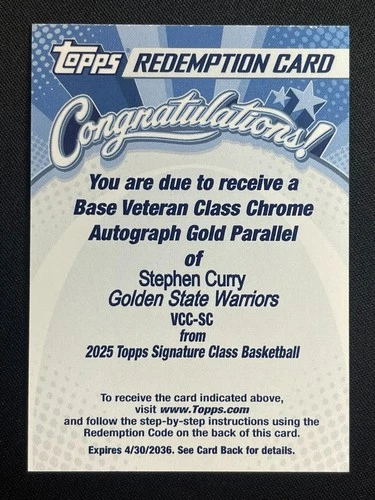 2025 Topps Signature Stephen Curry Gold (RAW)