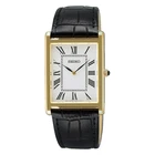 New Seiko Essentials White Dial Black leather strap  Men's Watch SWR052-SWR104