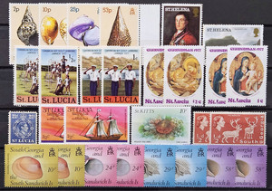 St. Helena St. Lucia South Georgia Stamp Collection 1943-1988 Lot of 28 MINT