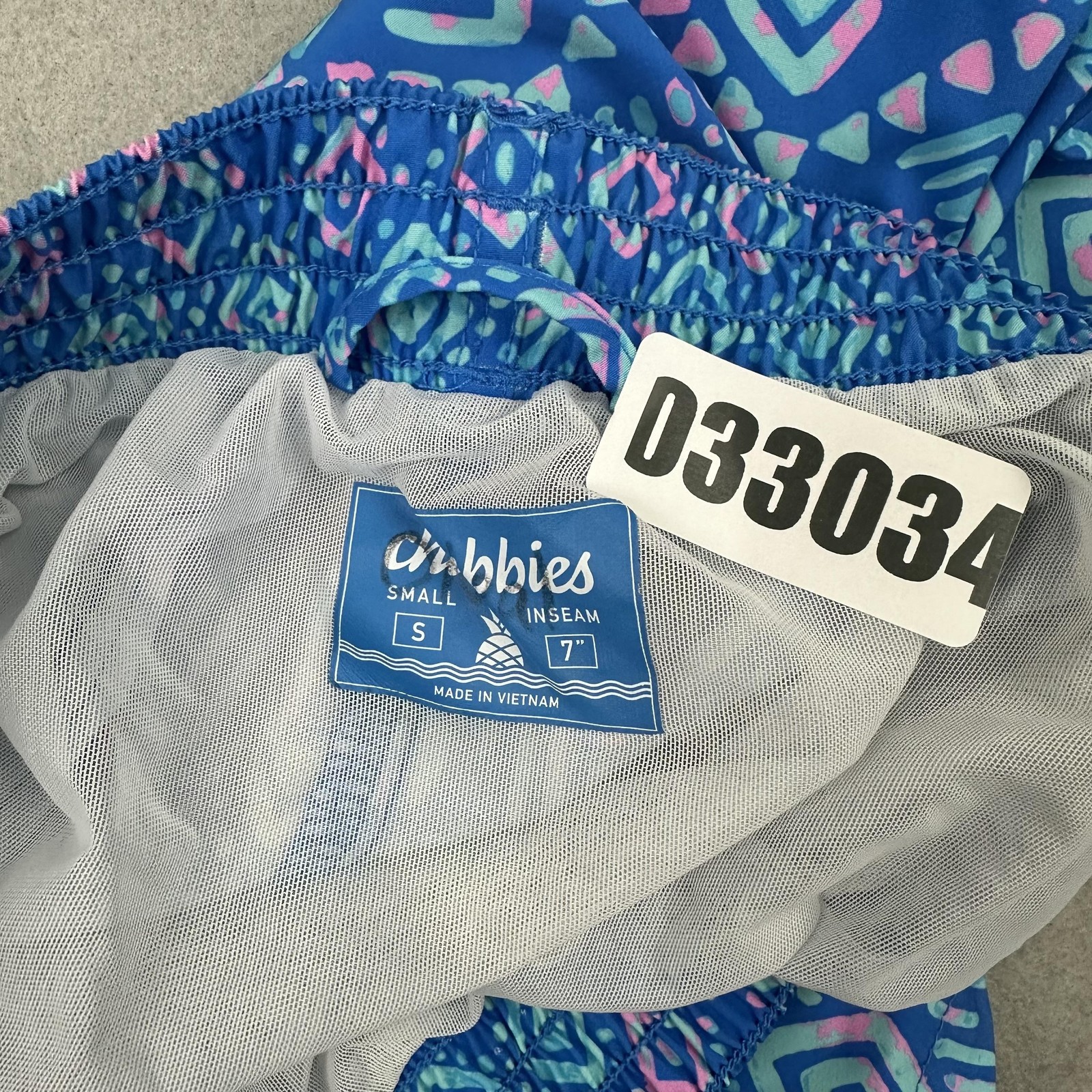 Chubbies Swim Trunks Shorts Mens Small Blue Geometric Mesh Lined Drawstring S