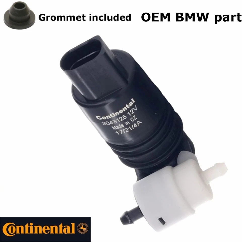 1997-21 BMW i3 318ti Z3 2007-13 Mini OEM Windshield Washer Double Pump & Grommet - Image 2 of 4