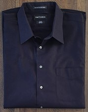 Black Paul Fredrick 18x34 Non-Iron Cotton Pinpoint Point Collar Dress Shirt