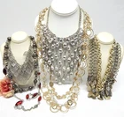 VINTAGE TO NOW GOLD & SILVER TONE FASHION/COSTUME JEWELRY NECKLACE LOT