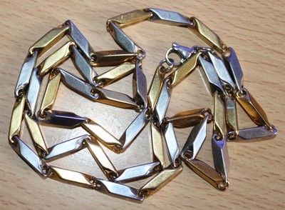 30'' Stainless Steel & Gold Tone 4 mm Bullet Stick Arrow Link Chain Necklace 66 G