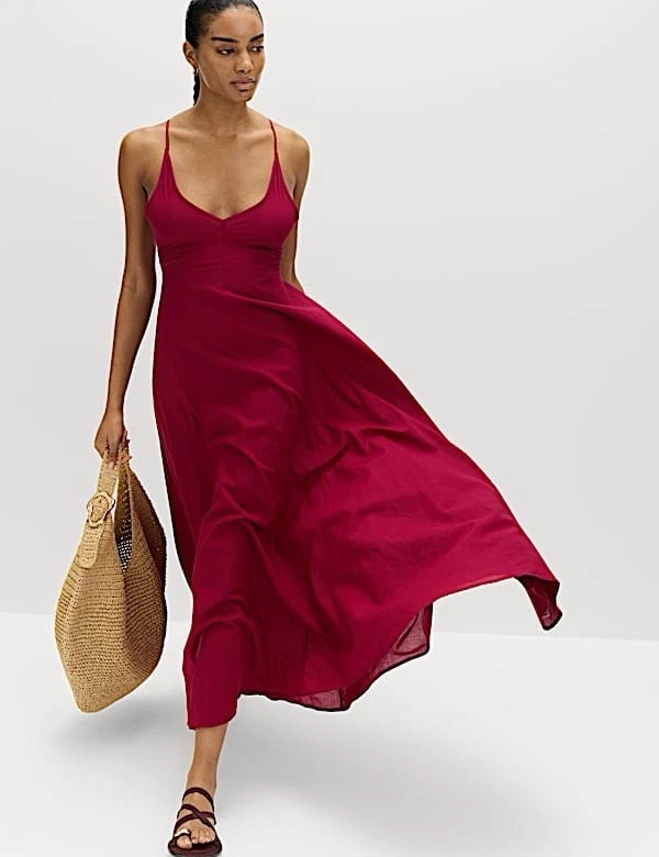 strapless open back dress ISLAND SUNSET CHARM WOVEN MIDI DRESS l FLYING TOMATO
