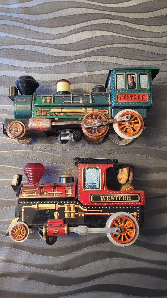 2 anciens trains locomotive en tôle - annee 60 - Modern toys - fabriqué au japon - Photo 2/4