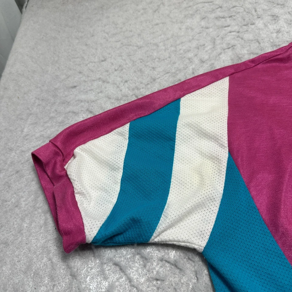 Camiseta deportiva de ciclismo vintage Nike rosa azul blanco retro para mujer talla grande L Foto 4 de 4