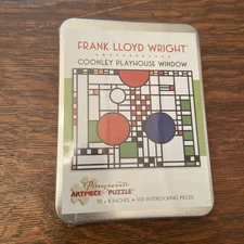 Rare!  Frank Lloyd Wright "Coonley Playhouse Window" 100 Piece Puzzle In Tin New