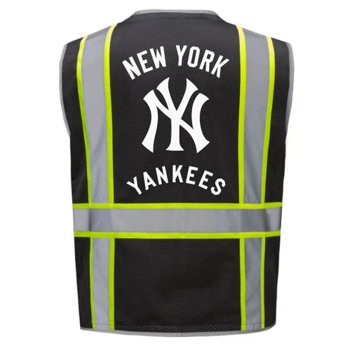 Black 🦺⚾NY Yankees Safety Hi-Vis Vest PPE w/reflective Strip Size Adult M-5XL - product listing photo