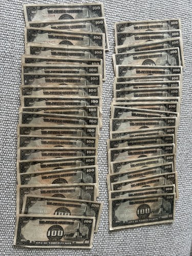 WW2 Japanese 100 Pesos Banknote Japan Philippines Paper Currency LOT OF 39