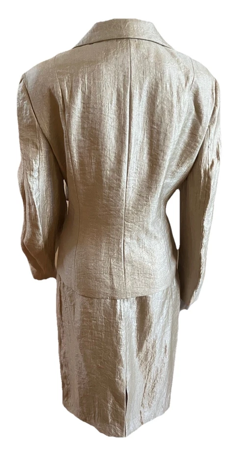 Victor Costa Diseñador Falda Dorada Traje Chaqueta Talla 10 Falda Talla 4 De Colección Y2K NW Foto 4 de 4