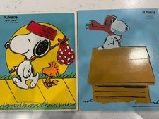 Vintage Playskool Snoopy Come Home  Chasing The red Baron Puzzles Complete 1965