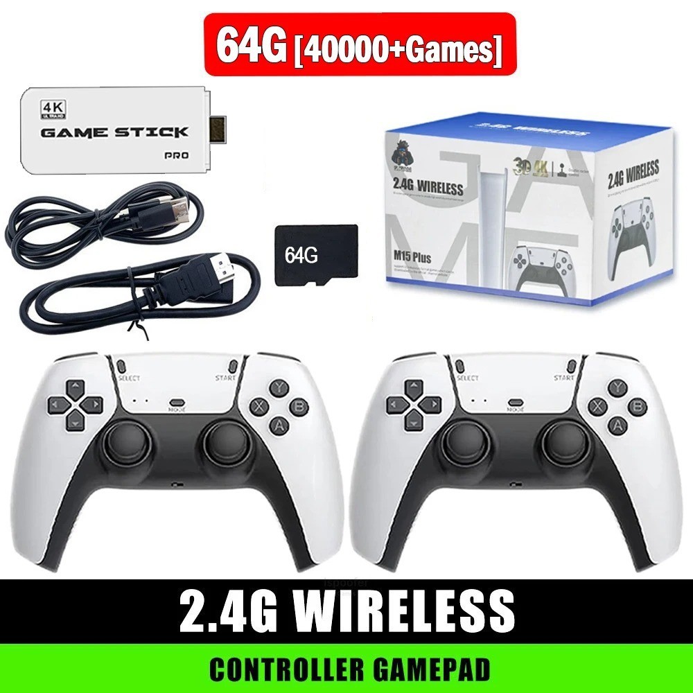 M15 4K TV Game Stick 64GB Built-in 2/40000+ Retro Games Console