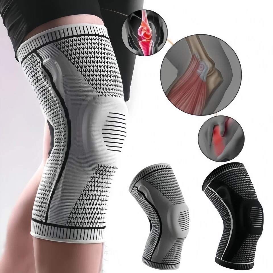 Knee Sleeves Compression Brace Support Sport Joint Injury Pain Arthritis Relief - Image 1 of 4