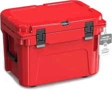 LARCOOL Hard Cooler Insulated Portable Cooler 35 Quart Capacity Ice Chest - Red