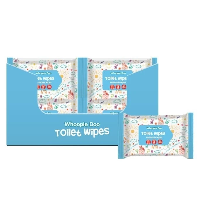Whoopie Doo Flushable Toilet Wipes 60s x24 Plastic Free Flushable