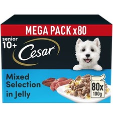 80 x 100g Cesar Sauce Selection Adult Wet Dog Food Pouches Mixed in Jelly 4.55 per kilo
