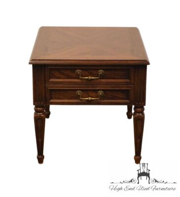 HENREDON FURNITURE Banded Bookmatched Walnut Italian Provincial 23'' Accent En...