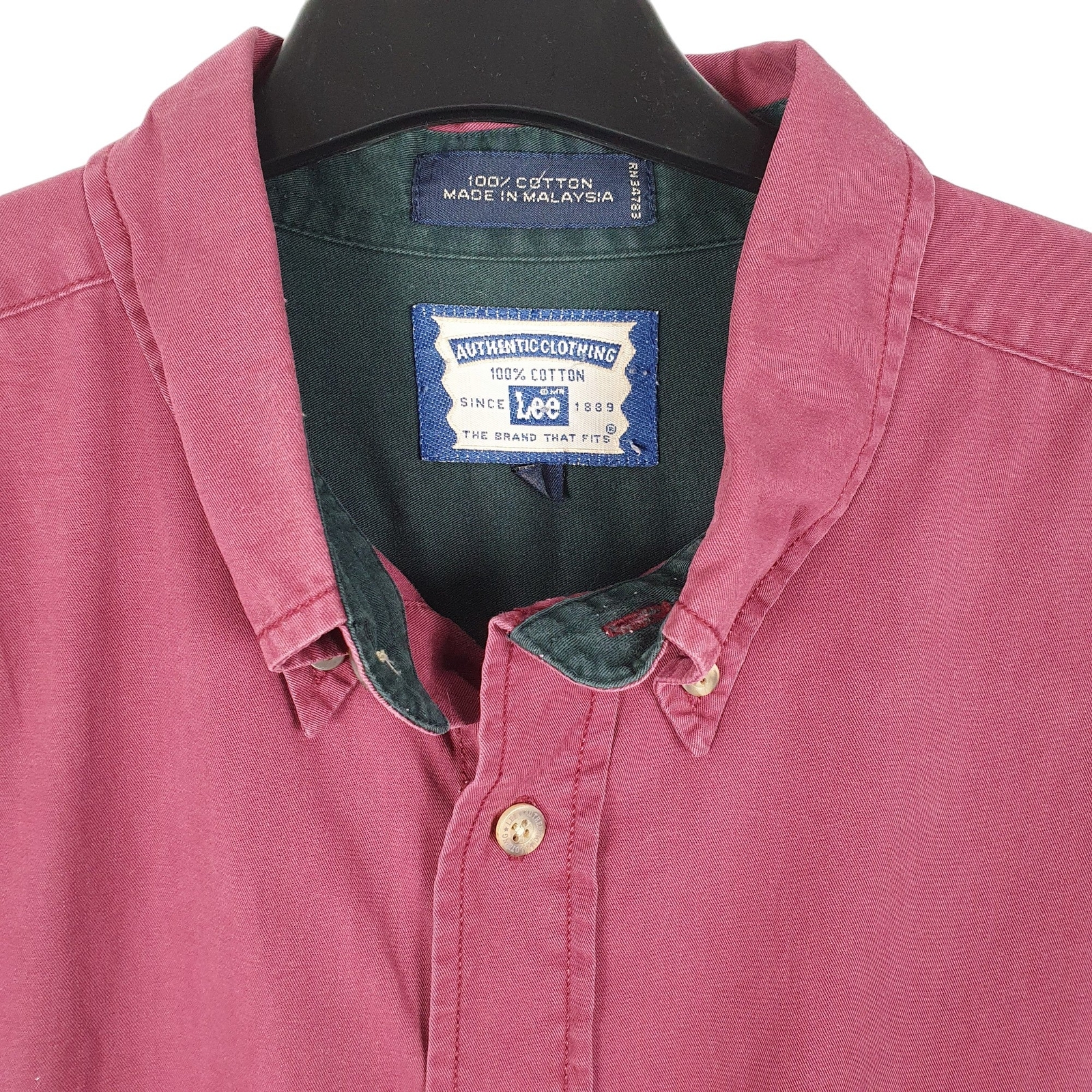 LEE Burgundy Shirt Heavy Long Sleeve Casual Cotton Mens L image 2