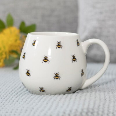Hummelbiene gelb runder Tee Kaffeebecher Lehrer Geburtstag Natur Bienen Geschenk
