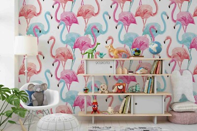3D Flamingo Vector Wallpaper Wall Mural Removable Self-adhesive 169