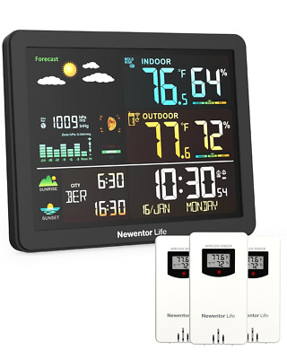 Weather Station Wireless Indoor Outdoor Thermometer with 3 Sensors