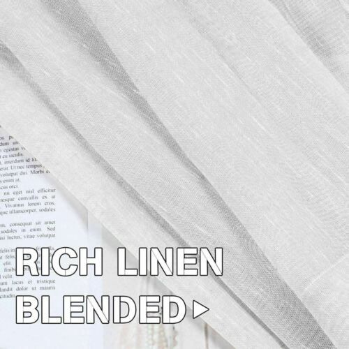 2x Linen Sheer Curtains Living Room Curtains Pair Eyelet Privacy Linen Draperies - Picture 5 of 13