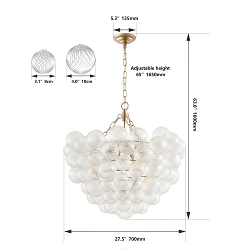 6 Light Bubble Ball Shade Chandelier Ceiling Lantern Fixture Pendant LED Lamp - Picture 5 of 10