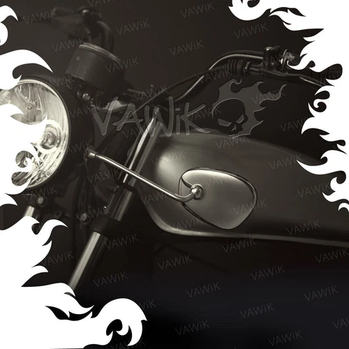 VAWiK mirrors Stan square chrome headlamp side mount fits early BMW R50/5 R60/5