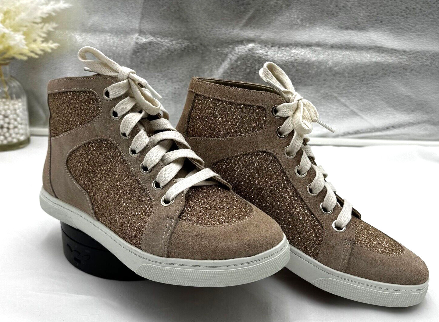 Enzo Angiolini Beige Sparkle High Top Shoes  Women’s Sneakers Size 6 US