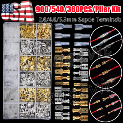 900X Assortment Male Female Spade Terminals Electrical Wire Crimp Connectors Kit