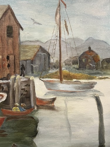 Vintage Motif #1 Oil painting on canvas, wood frame 1970 - Picture 6 of 9
