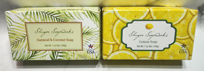 (2) Shugar Soapworks Lemon & Oatmeal/Coconut Soap USA Made 7 oz Bar NOS